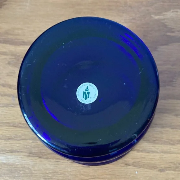 Vintage party light, cobalt, blue glass hurricane candle holder - Picture 4 of 6